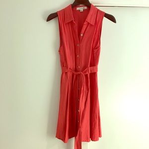 Hot Coral Linen Dress